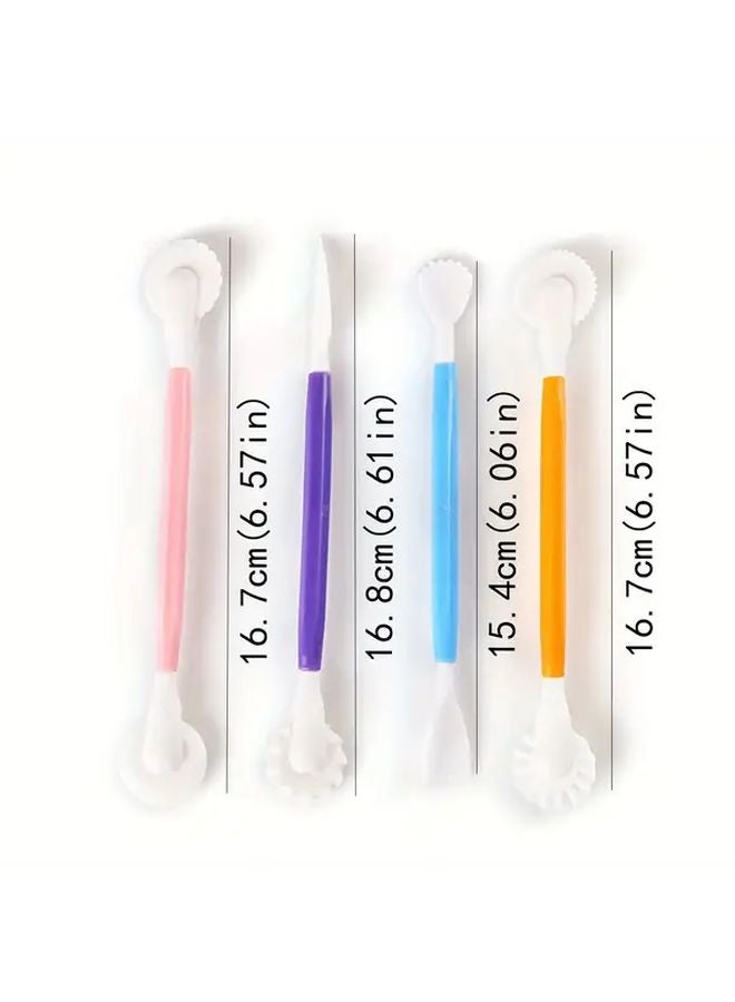 Cake Decorating Kit with Color Coded Tools Round Heart Leaf Star Cutters and Textured Roller - Image 3